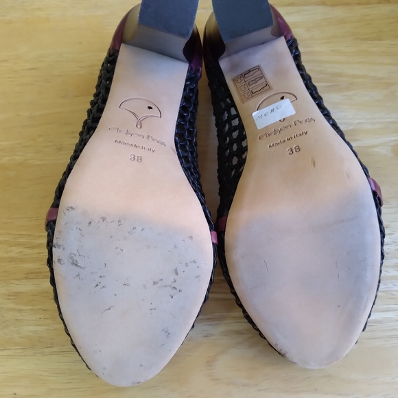 Chelsea Paris DESIGNER LEATHER Red/Black Heels 38 - Picture 10 of 13